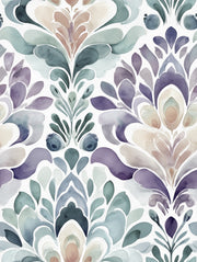 Lavender and Sage Abstract Floral Wallpaper design