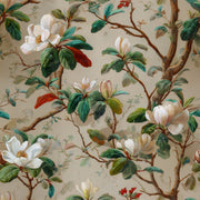 Soft Beige Magnolia Botanical Wallpaper design