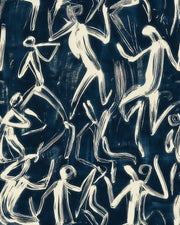 Navy Blue Abstract Figures Pattern Wallpaper design