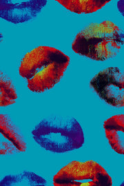 Vibrant Blue Pop-Art Lips Wallpaper design
