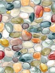 Cream Multicolor Pebble Abstract Wallpaper design