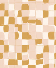 Soft Beige and Gold Look Abstract Checkered Wallpaper design