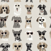 Beige Playful Sunglasses Dog Wallpaper design