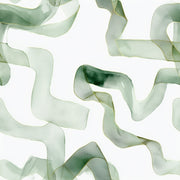 White and Sage Green Abstract Ribbon Wallpaper design