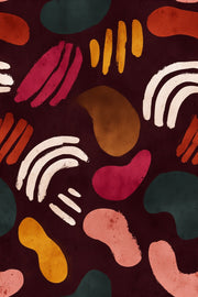 Rich Burgundy Multicolor Abstract Shapes Wallpaper design