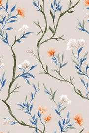 Cream Vintage Wildflower Pattern Wallpaper design
