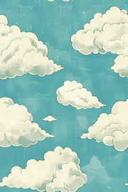 Turquoise Sky Cloud Pattern Wallpaper design