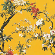 Golden Look Yellow Cherry Blossom Floral Wallpaper design