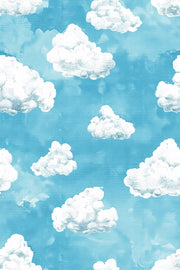 Bright Blue Sky with White Clouds Wallpaper design