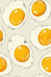 Beige and Yellow Fried Egg Pattern Wallpaper design
