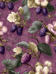 Deep Plum Vintage Floral and Foliage Wallpaper design
