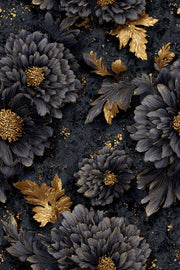 Opulent Black and Gold Look Floral Wallpaper design