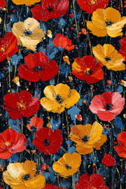 Bold Black Background Wildflower Floral Wallpaper design