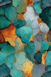 Teal and Gold Look Abstract Organic Wallpaper design