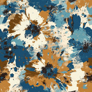 Cream and Blue Abstract Floral Splash Wallpaper design