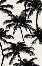 Monochrome Palm Tree Silhouette Tropical Wallpaper design