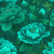Emerald Green Large Peony Floral Wallpaper design