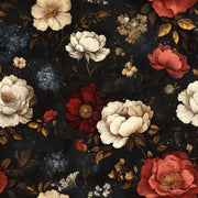 Moody Black with Multicolor Floral Roses Wallpaper design
