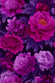 Deep Black and Purple Peony Floral Wallpaper design