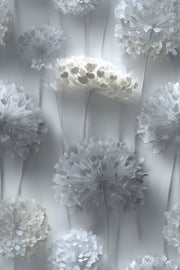 Soft Gray 3D Floral Bouquet Wallpaper design
