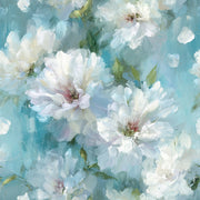 Aqua Blue White Blossom Floral Wallpaper design