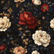 Dark Floral Black and Red Rose Wallpaper design