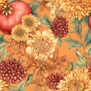 Vibrant Orange Vintage Floral Wallpaper design