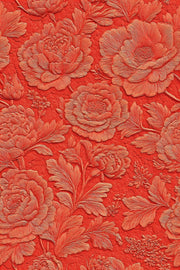 Rich Scarlet Large Floral Embossed Wallpaper design