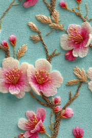Sky Blue Cherry Blossom Floral Wallpaper design