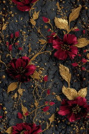 Elegant Burgundy and Gold Look Floral Wallpaper design