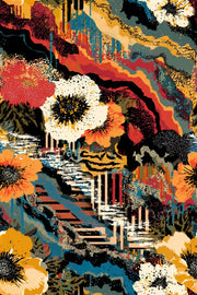 Bold Multicolor Abstract Floral Wallpaper design