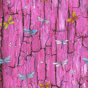 Vibrant Pink Bark and Butterflies Wallpaper design