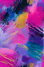 Vibrant Pink and Blue Abstract Brushstroke Wallpaper design