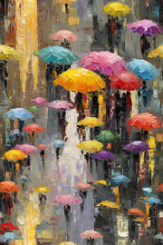 Vibrant Multicolor Umbrella Abstract Art Wallpaper design