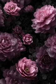 Dark Charcoal Luxe Pink Rose Floral Wallpaper design