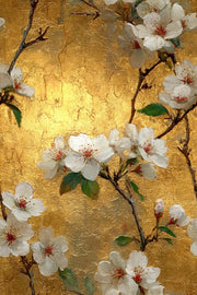 Golden Look Cherry Blossom Floral Wallpaper design