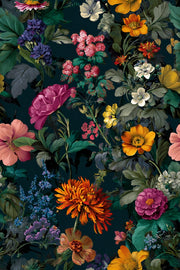 Dark Multicolor Garden Elegance Floral Wallpaper design