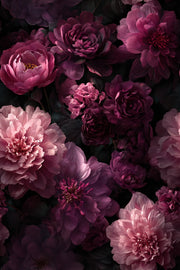 Dark Elegance Pink Peony Floral Wallpaper design