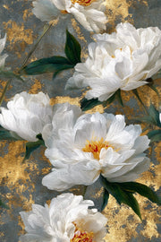 Opulent Gold Look and Gray Large Floral Wallpaper design