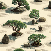 Tranquil Beige and Green Zen Garden Wallpaper design
