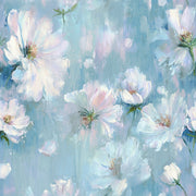 Sky Blue and White Soft Blossom Floral Wallpaper design