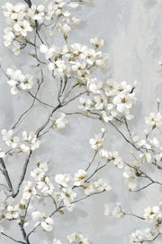 Soft Gray Cherry Blossom Floral Wallpaper design