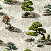 Beige Zen Garden Bonsai Wallpaper design