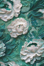 Teal and White Large Floral Wallpaper design