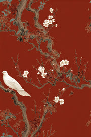 Chinoiserie Floral Wallpaper Bird Removable Oriental Wall Decor design