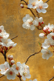 Floral Wallpaper Golden Look  Removable Blossoms Wall Mural design