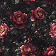 Gothic Crimson Rose Floral Wallpaper design
