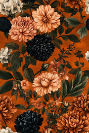Burnt Orange Bold Floral Pattern Wallpaper design