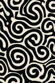 Abstract Pattern Wallpaper Spiral Black White Decorative Mural design