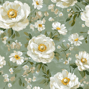 Cream Peony and Daisy Floral Wallpaper design